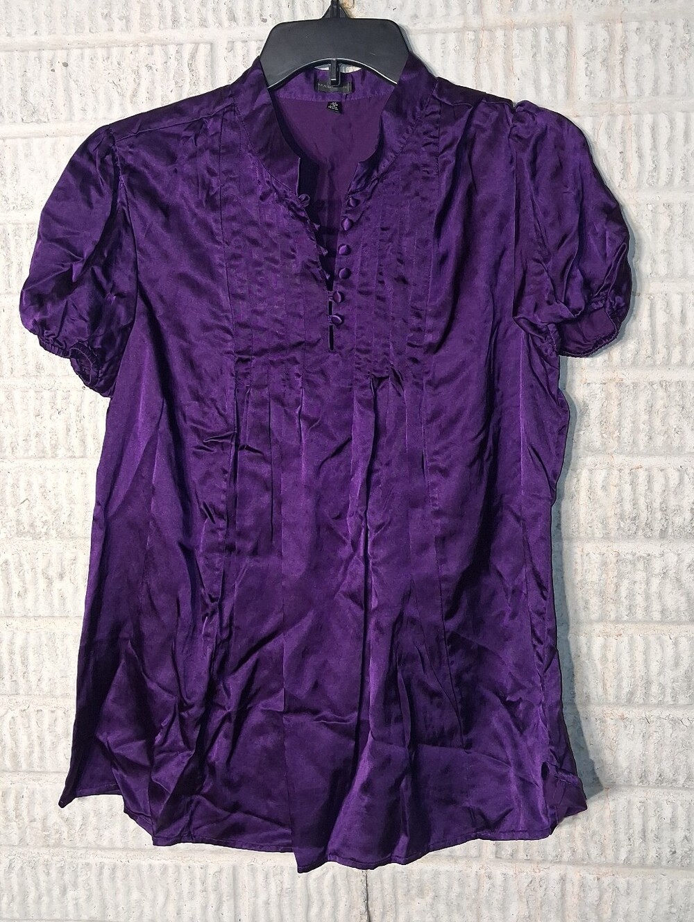 Madison Purple Silk Blend Pintuck Blouse Size Medium